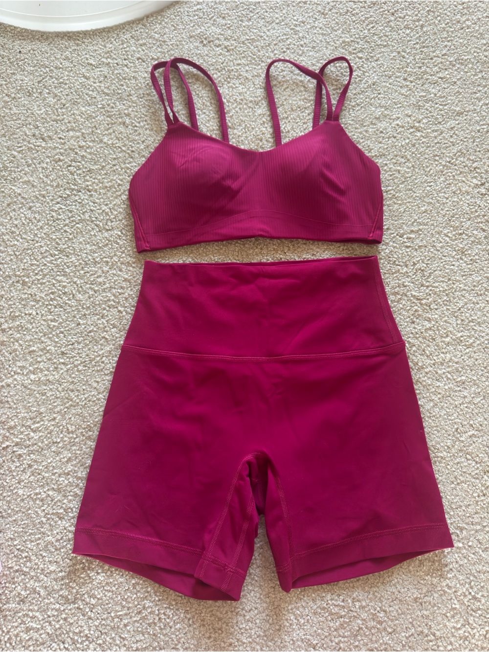 lululemon athletica Bralette and High-Waist Bike Shorts - Fuchsia